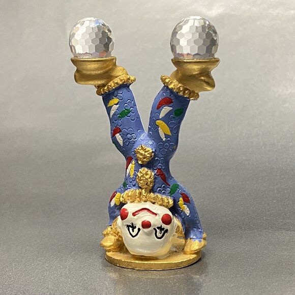 Spoontiques Vintage Pewter Hand-Stand Clown Gold Plated Enamel Swarovski Crystal - Picture 4 of 7